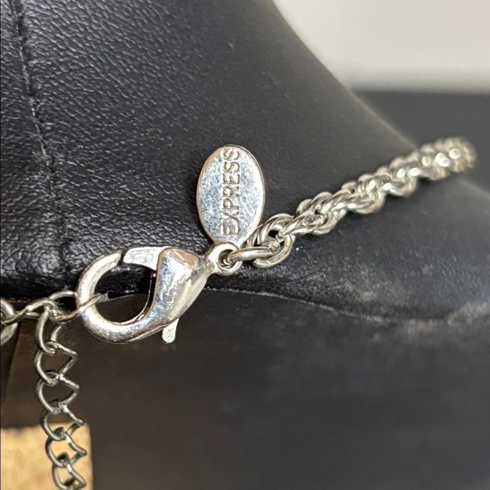 Express Royal Blue Silver Tone Triangle Necklace
